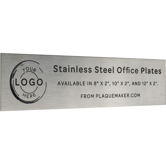 Custom Name Plate - Stainless Steel Office Name Plate, Engraved Name Plate. Engraved with your name, title, and logo.