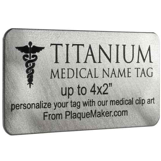 Custom Medical Name Tags - Engraved Titanium Name Tags With Your Text, Title, And Logo.