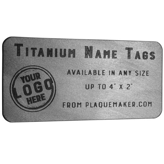 Custom Name Tags - Engraved Titanium Metal Name Tags With Your Text, Title, And Logo.