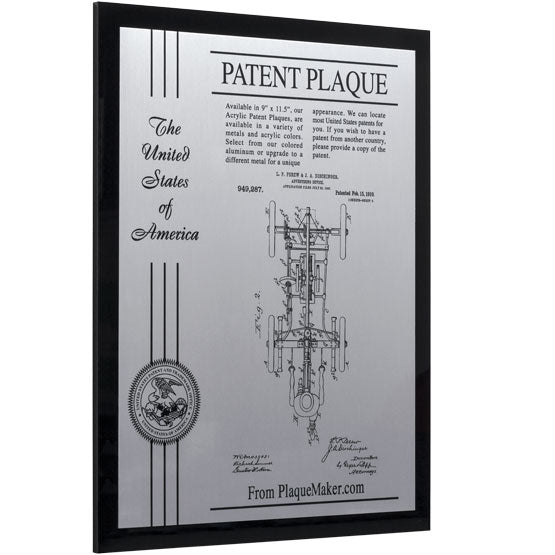 Custom Printed Acrylic Patent Plaque With Your Name, Text, And Logo.