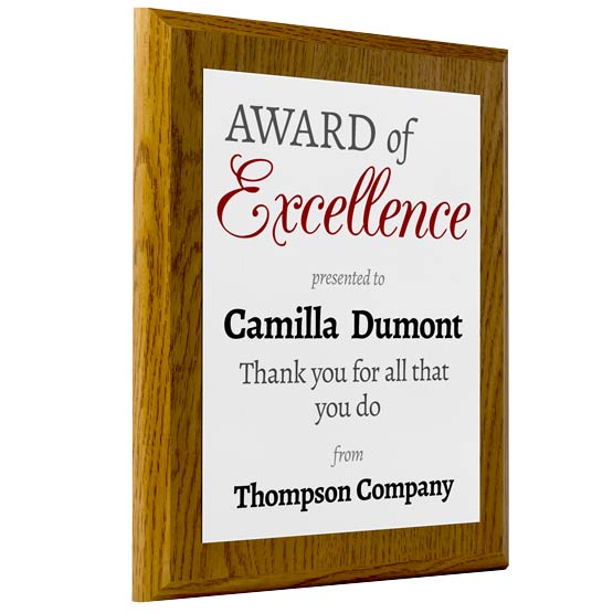 Custom Award Of Plaques In Full Color With Your Selected Merit, Recipient's Name, And Giver Name.