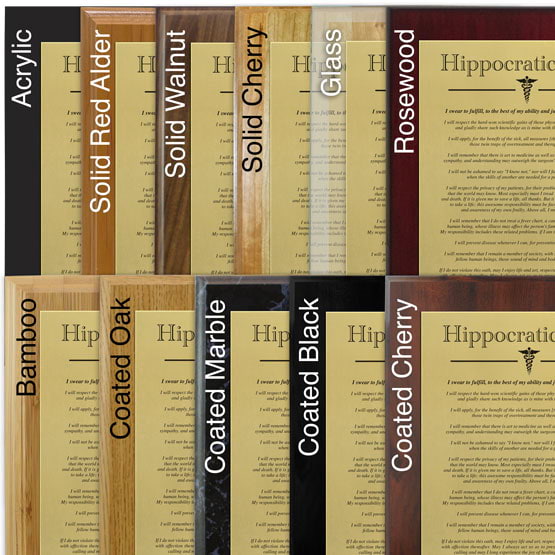 Custom Hippocratic Oath Plaque - Aluminum Plaque with Name and Message