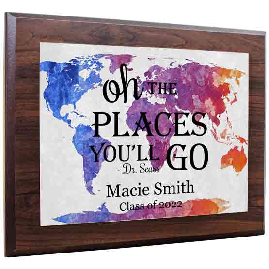 Dr Seuss Quote Custom Graduation Plaque With Your Name And Year In Full Color.