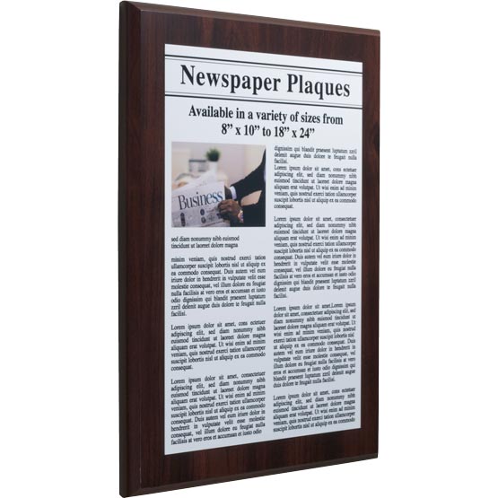 Custom Newspaper Aluminum Plaques With Your Article, Photo, And Text.
