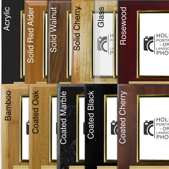 Comparison of board options with gold aluminum metal and gold frame.