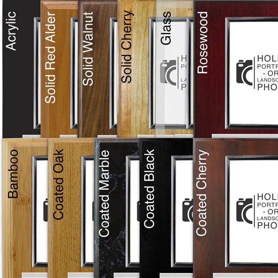 Comparison of board options with silver aluminum metal and silver frame.