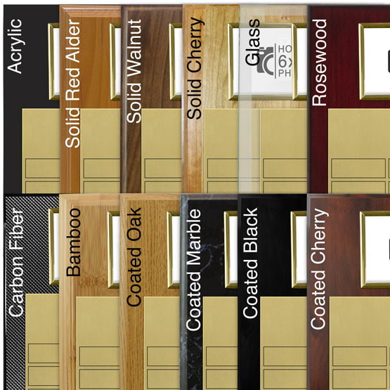 Comparison of board options with gold aluminum metal and gold frame.