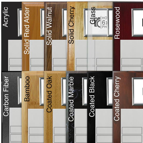 Comparison of board options with silver aluminum metal and silver frame.