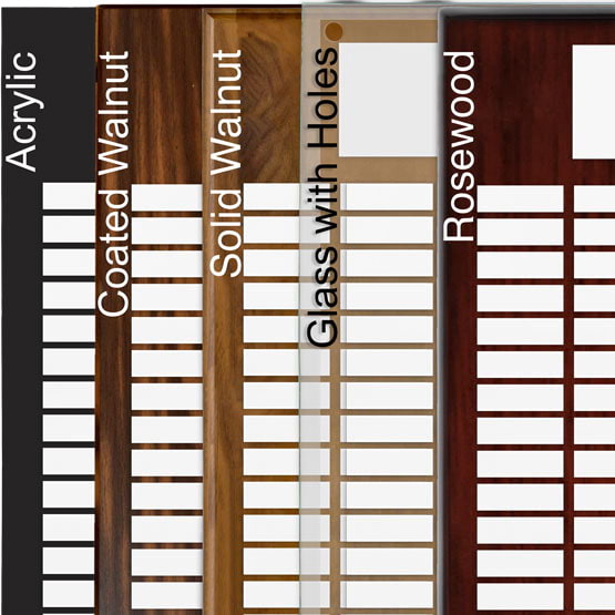 Comparison of board options with white aluminum metal.
