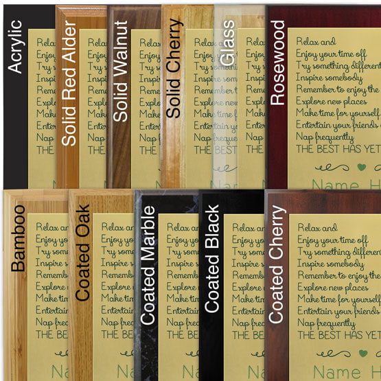 Comparison of board options with gold aluminum metal.