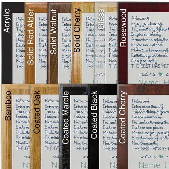 Comparison of board options with silver aluminum metal.