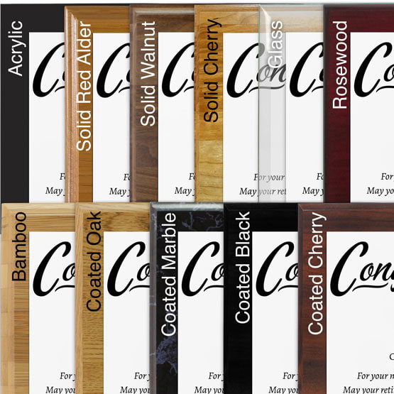 Comparison of board options with white aluminum metal.