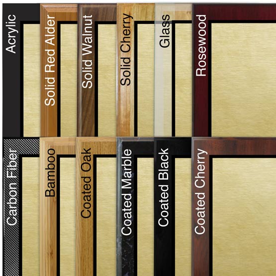 Comparison of board options for brass plaques.