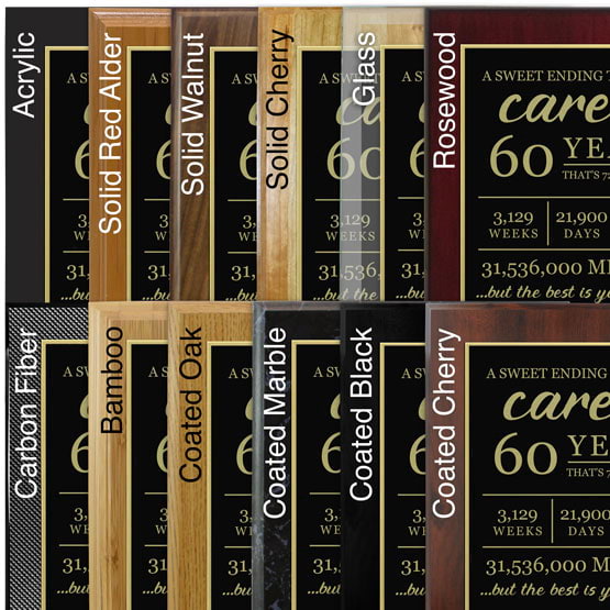 Comparison of board options with black laser metal and gold engraving