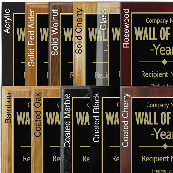 Comparison of board options with black laser metal and gold engraving