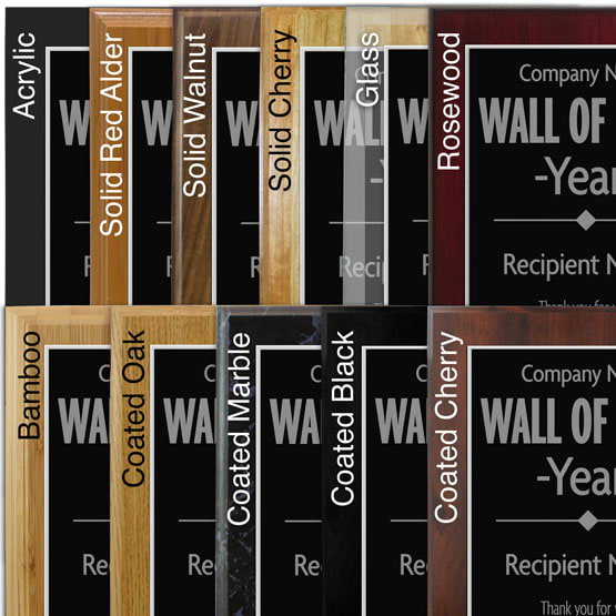Comparison of board options with black laser metal and silver engraving