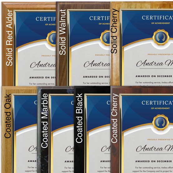 Certificate Plaque Display Kits with Frame - Ships Today