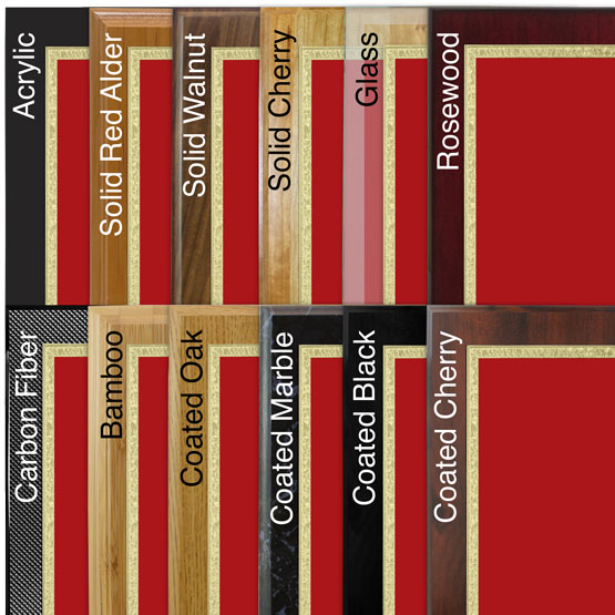 Comparison of various board options with a Red with Gold Florentine boarder design.