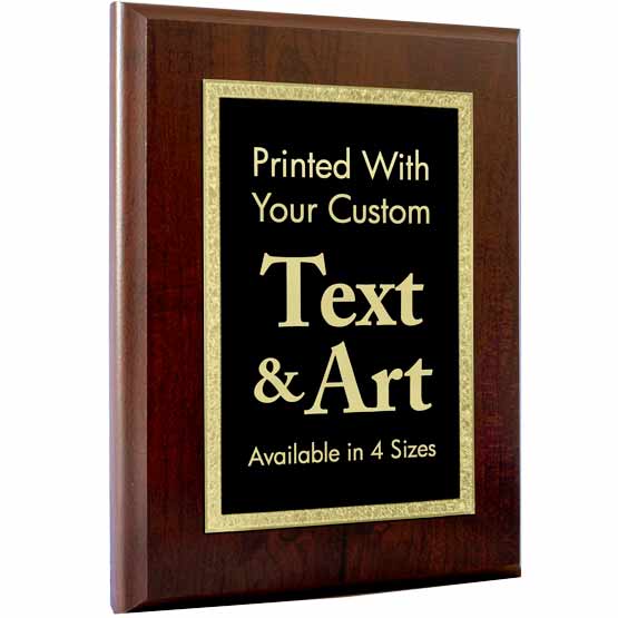 Customize your own stylish plaque with our gold Florentine plaques. Upload your artwork or logo and a special message.