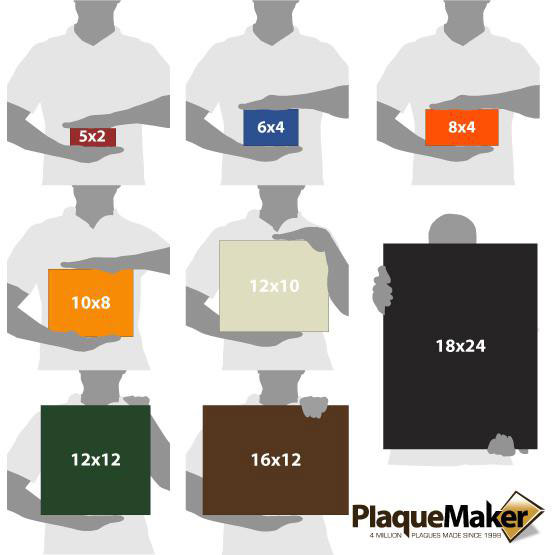 Size Guide With Blank Figures Holding Different Sizes And Color Options For Color Printed Rectangle Acrylic Sign