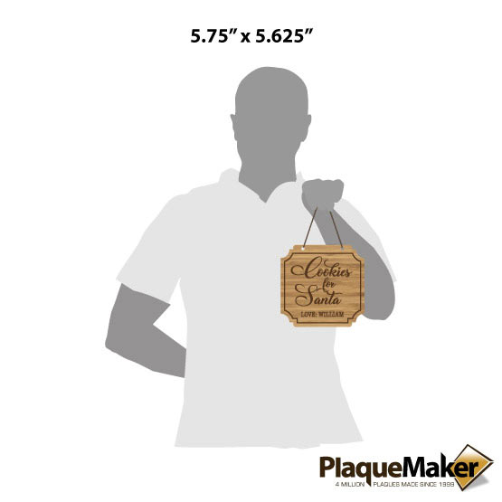 Size Guide With Blank Figure Holding Bamboo Sign Laser Engraved With Cursive Cookies For Santa Love William Text Via Twine