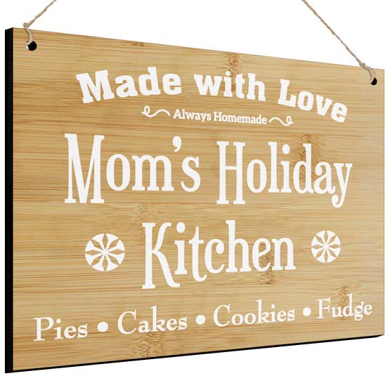 Christmas Decor - Mom's Holiday Kitchen Sign | PlaqueMaker.com