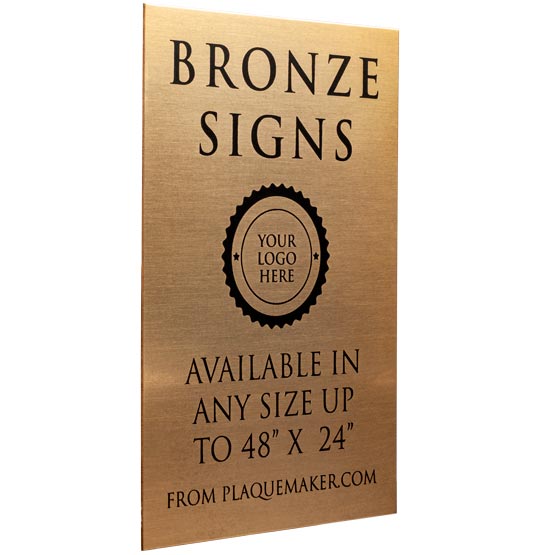 Custom Bronze Rectangle Sign With Portrait Layout And Laser Fused To Show Customization Options And Areas For Text And Art