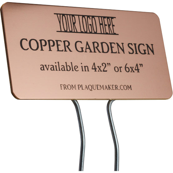 Custom Copper Garden Sign With Metal Stand And Laser Fused To Show Customization Options And Areas For Text And Art