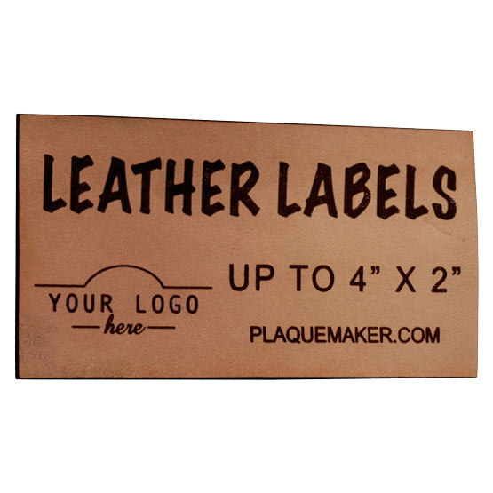 Custom Rectangle Leather Label Laser Engraved To Show Customization Options And Areas For Text And Art
