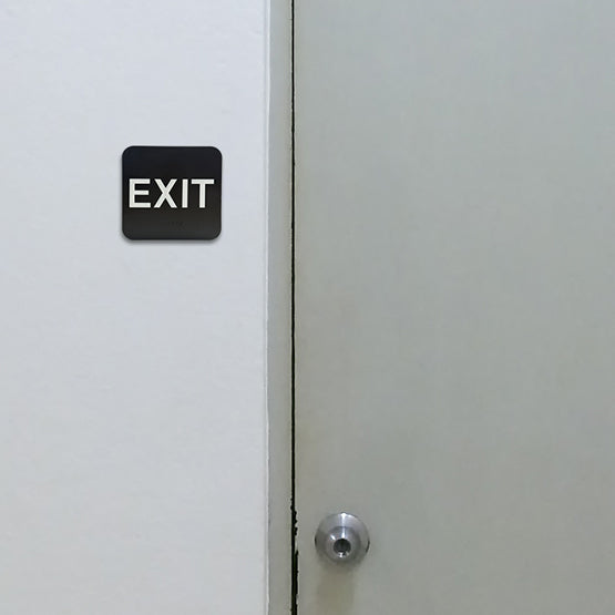 Rounded Exit Sign Exit Access Plastic Signs, Black & White | PlaqueMaker