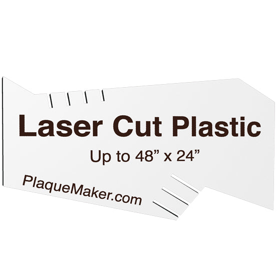 Custom laser cut plastic with engraving and custom shape.