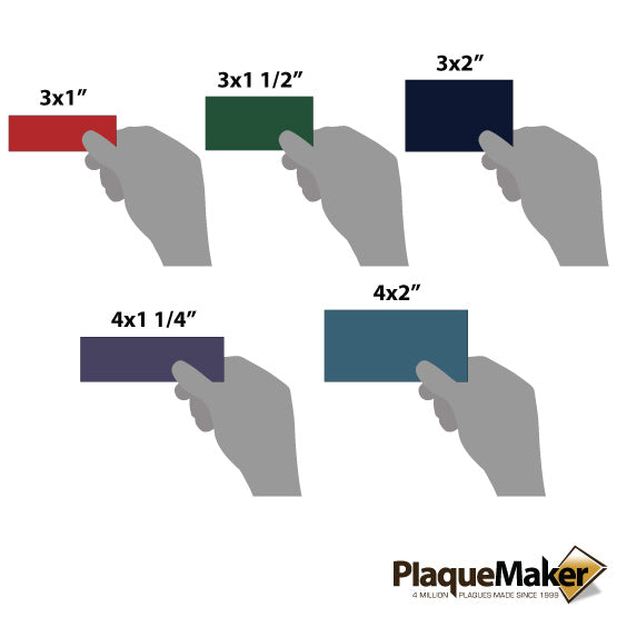 Size Guide With Blank Hands Holding Different Sizes And Color Options For Custom Plastic Label Against White Background