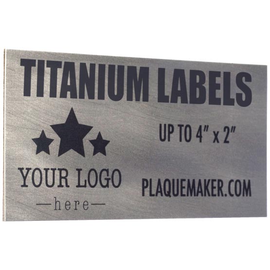 Custom Titanium Label Laser Fused To Show Customization Options And Areas For Text And Art Against White Background