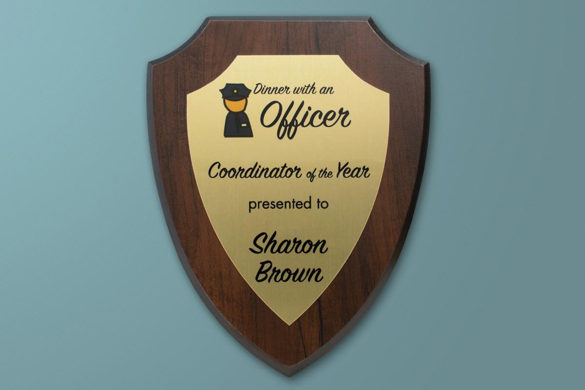 Gold Shield Plaque for a Police Officer.
