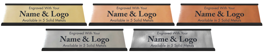 5 Solid Metal Desk Name Plates
