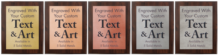 5 Colors of Solid Metal Plaques