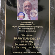 724077 Review Image. Laser metal plaque honoring Barry E Arnold Sr with picture uv color printed.