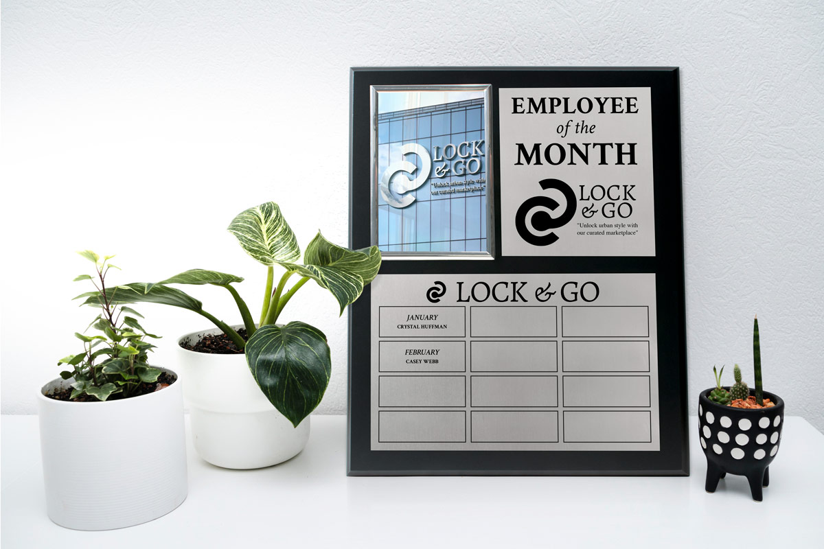 Keep track of everyone’s accomplishments throughout the year with our Photo Perpetual Plaques. Display the current employee with the photo frame and name plate.