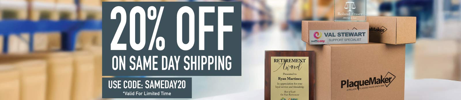 20% Off Items That Ship Same Day With Code SAMEDAY20.