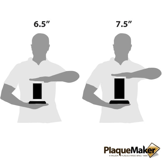 black silver royal acrylic awards size guide