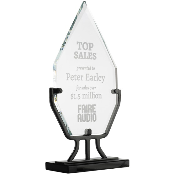 Custom Glass Diamond Award on Stand