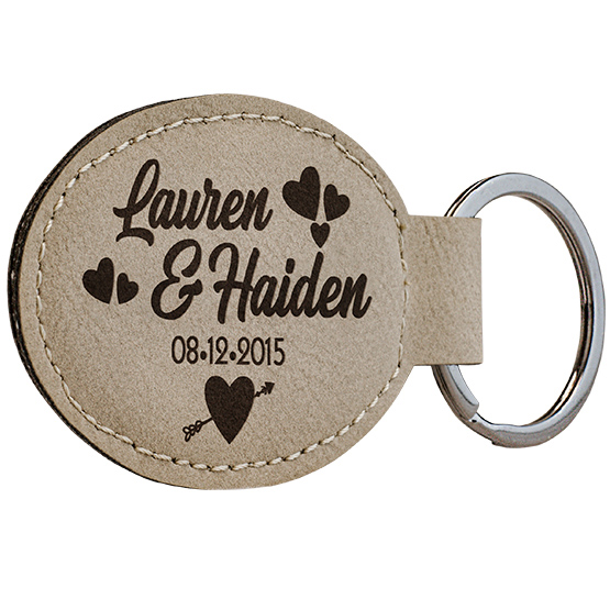 Couples Oval Leatherette Keychain