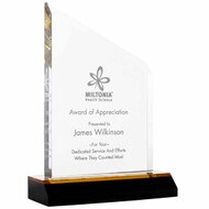 Custom Acrylic Award - Gold Beveled Peak with Gold Mirror Base. Engraved with your text and art or logo.