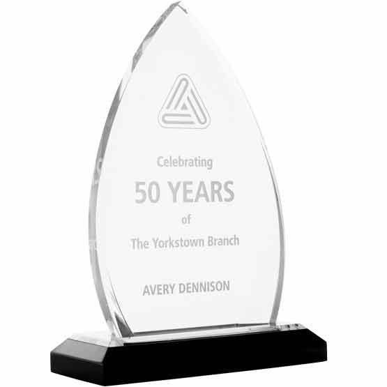 Custom acrylic award silver oval crest with silver mirror base, engraved with your text and art or logo.