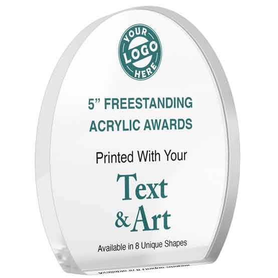 Custom Acrylic Awards in 8 Unique Shapes with full color printing with your message, artwork, and logo