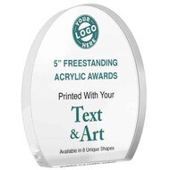 Custom Acrylic Awards in 8 Unique Shapes with full color printing with your message, artwork, and logo