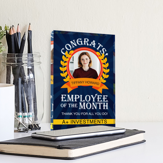 Custom Rectangle Shaped Acrylic Award with Full Color Printing for Employee of the Month