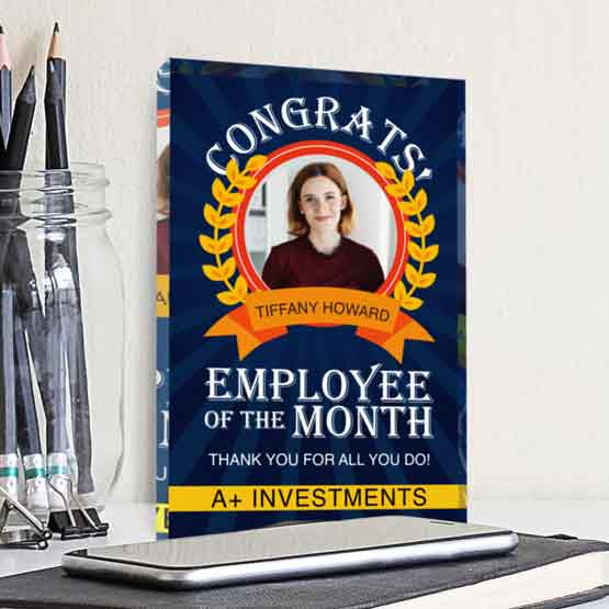 Custom Rectangle Shaped Acrylic Award with Full Color Printing for Employee of the Month