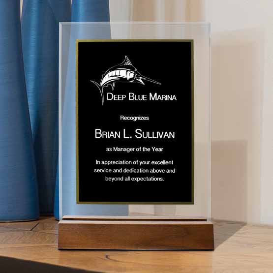 Black Standing Award on End Table