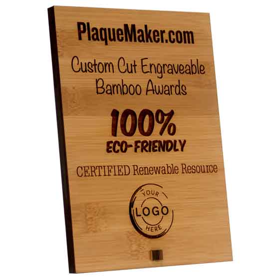 Custom Shaped Bamboo Awards - Economy and Eco-Friendly Engraved Awards. Engraved with your text and art or logo.